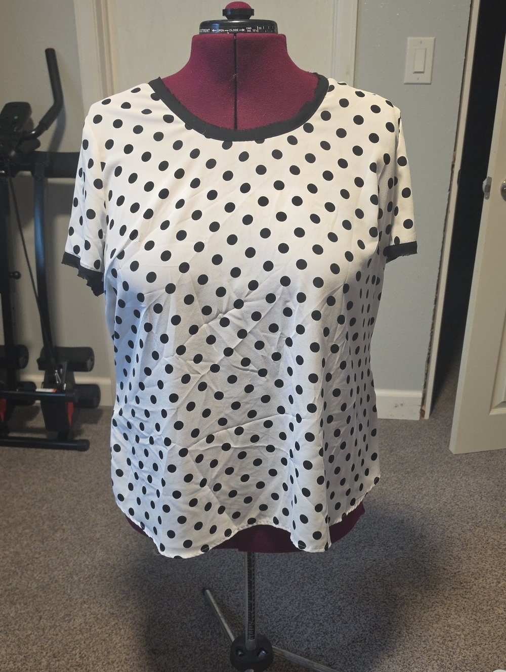 Lane Bryant Black & White Polka Dot Short Sleeve Top 18/20